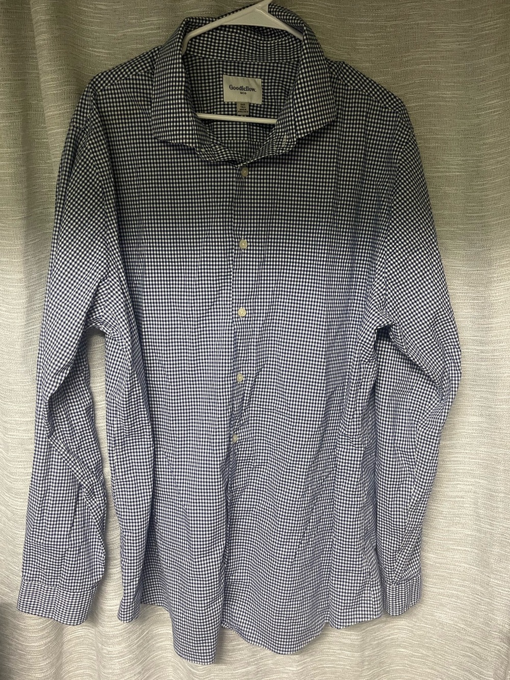 Goodfellow & Co Men's Navy and White Micro Check Button-Down Shirt